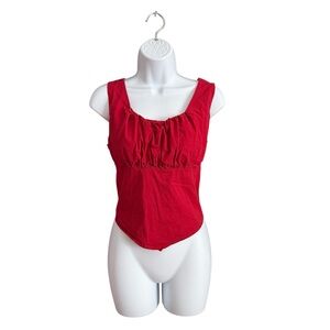 Y2K Vintage Tangenis Deep Red Gathered Blouse Women’s Size L